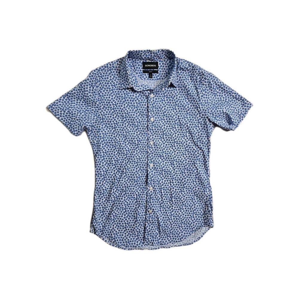 Bonobos Men's Floral Button Down Shirt Slim Fit  Nylon Blend